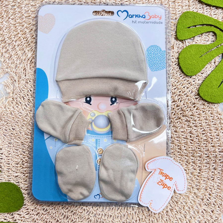 Kit Touca/Luva/Sapatinho - BEGE